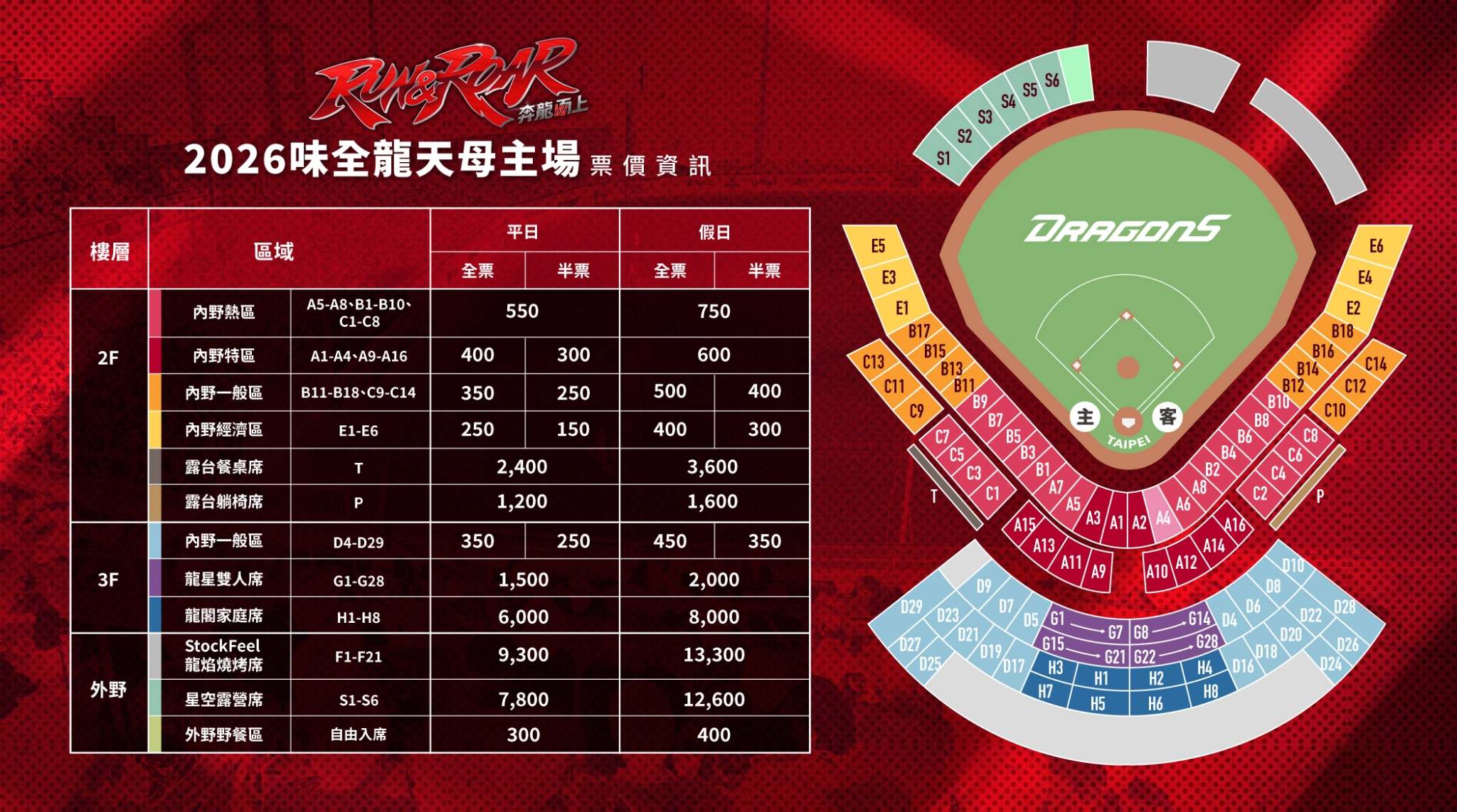 2026 天母主場票價場域